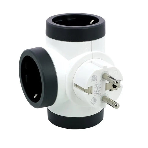 АДАПТЕР 3х ШУКО Т-ОБРАЗЕН ВЪРТЯЩ СЕ LEGRAND - БЯЛ СИВ