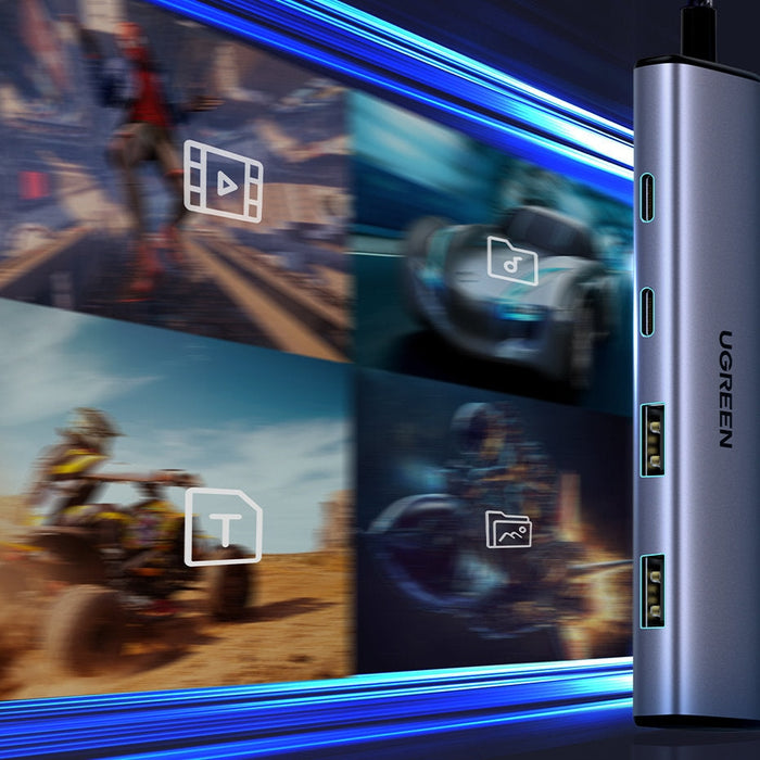 Хъб Ugreen CM473 USB-C към 2x USB-A / 2x USB-C 20 cm сив