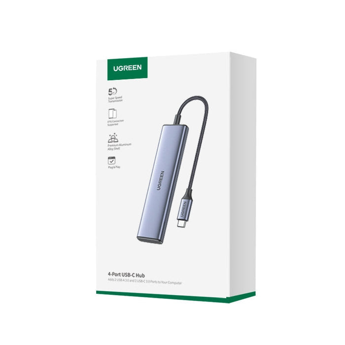 Хъб Ugreen CM473 USB-C към 2x USB-A / 2x USB-C 20 cm сив