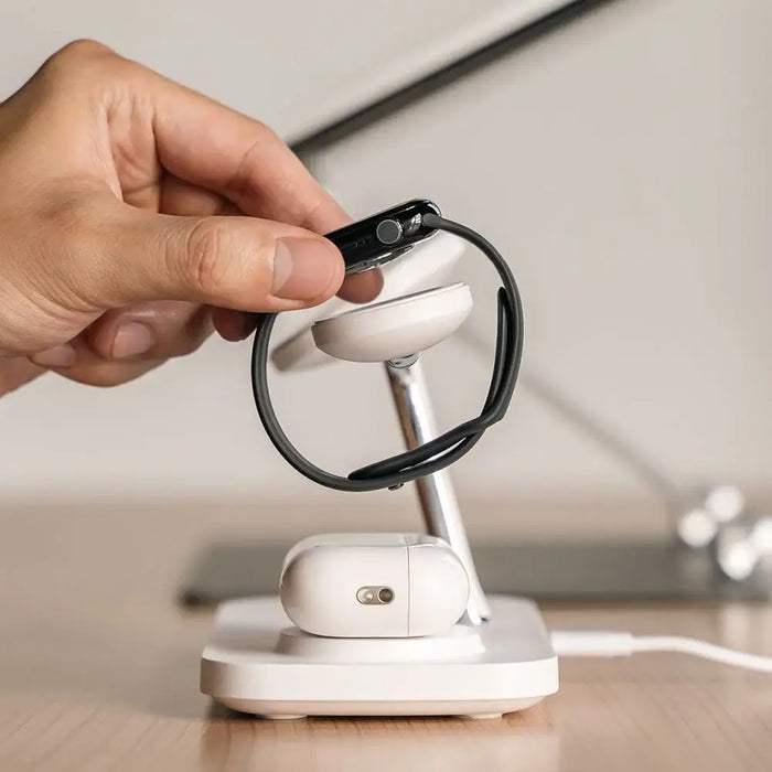 Безжично зарядно Ringke 3in1 QI2 MagSafe - бяло