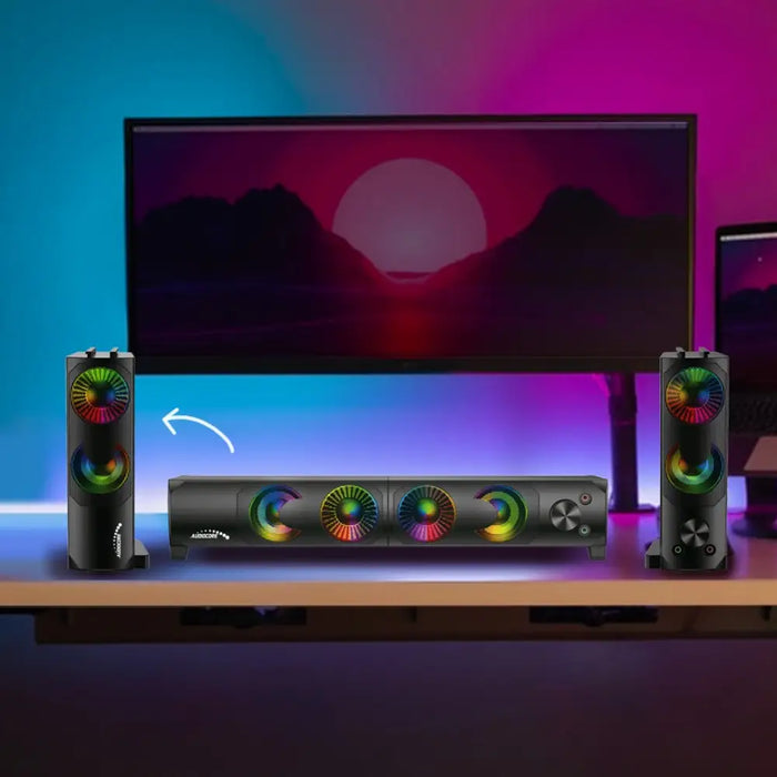 2 в 1 PC високоговорител Soundbar Компютър RGB LED
