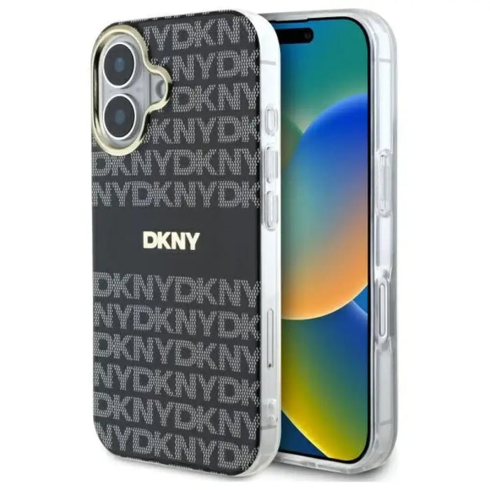 Калъф за iPhone 16 с повтаряща се текстура на DKNY с райета