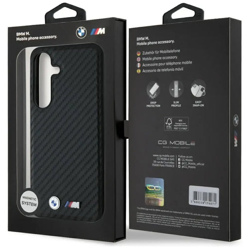Кожен калъф BMW Carbon MagSafe за Samsung Galaxy S25
