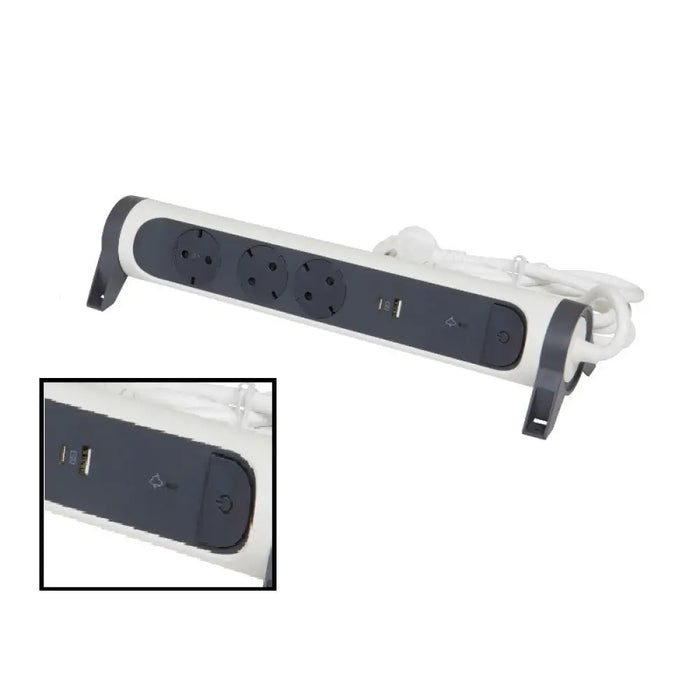 РАЗКЛОНИТЕЛ 3х ШУКО + USB A + C КАБЕЛ 1,5м С ЗАЩИТА LEGRAND