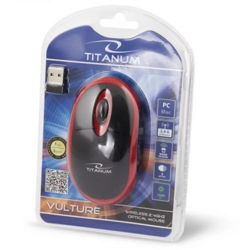 Безжична 3D мишка Titanum TM116E 2.4GHZ Черна / Червена