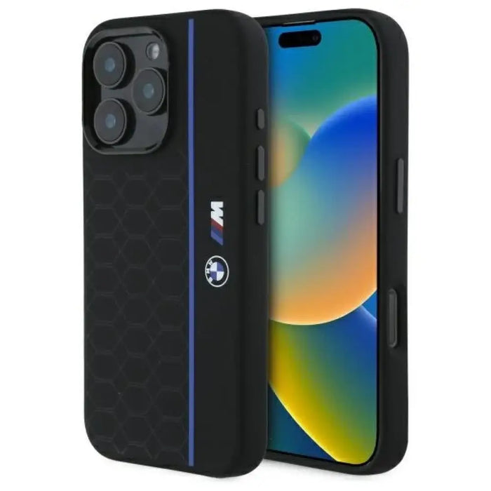 Силиконов калъф BMW Hexagon Blue Line MagSafe за iPhone 16