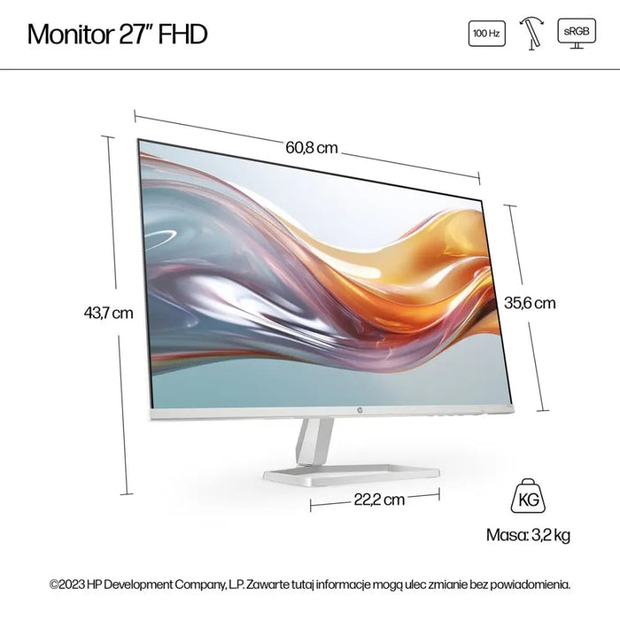 27-инчов монитор HP Series 5 FHD в бяло - 527sw