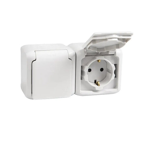 ДВОЕН КОНТАКТ ШУКО 16А С ДЕТСКА ЗАЩИТА ЗА ОТКРИТ МОНТАЖ