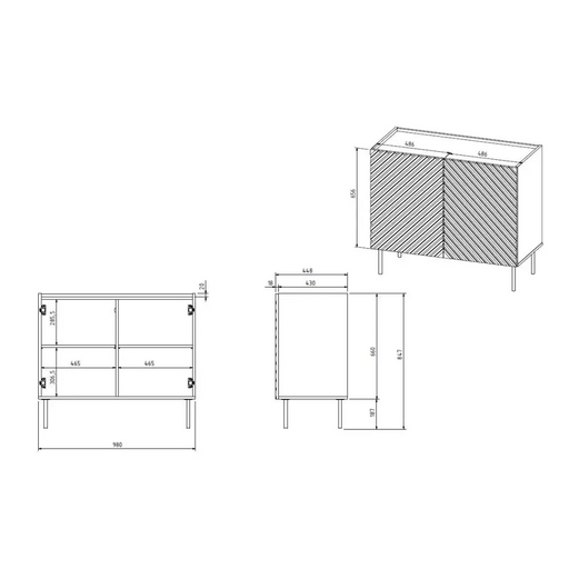 2D Скрин ONDA 98x45x85 черен