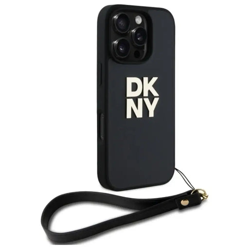 Калъф с лого на DKNY за китка за iPhone 16 Pro Max - черен