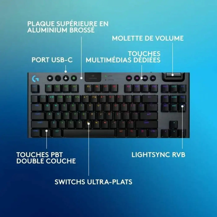 Безжична клавиатура Logitech G915 TKL X Черен AZERTY