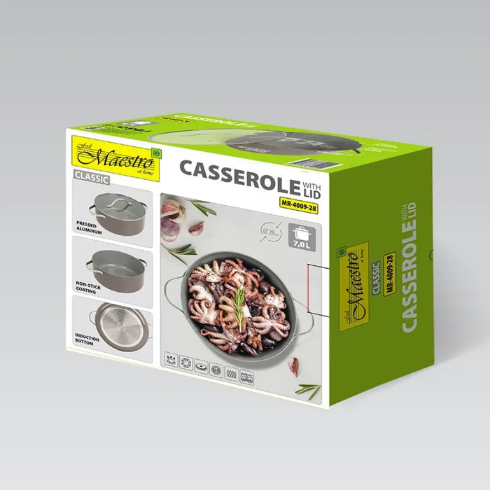 Гювеч с капак MAESTRO MR-4009 (MR-4009-28) 28 см 7.0 л Сив