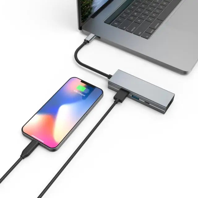 4-портов хъб USB-C HAMA 2 x USB-A USB-C LAN/Ethernet Сив