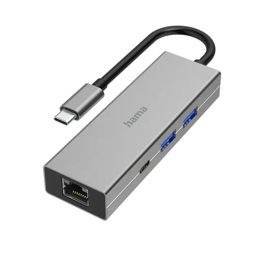 4-портов хъб USB-C HAMA 2 x USB-A USB-C LAN/Ethernet Сив