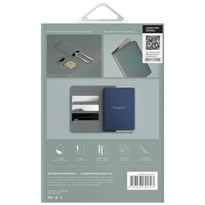 Калъф за паспорт с блокиране на Uniq Belmont RFID