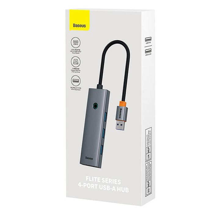 4в1 хъб Baseus UltraJoy USB-A към 4x USB 3.0 сив