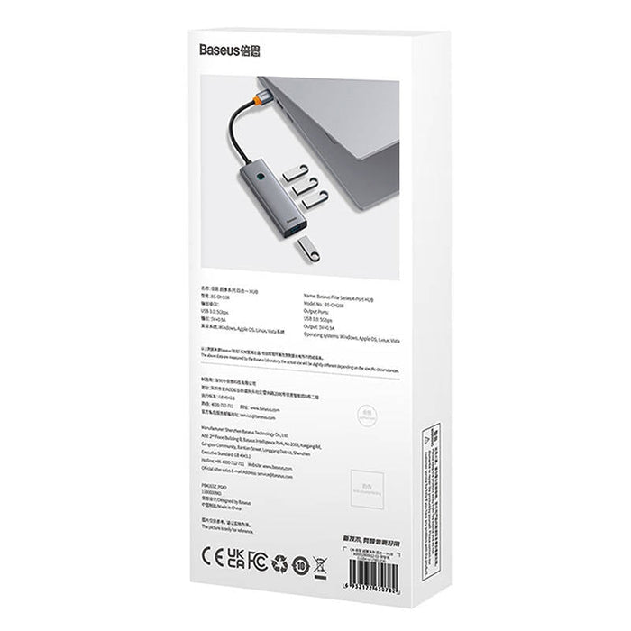 4в1 хъб Baseus UltraJoy USB-A към 4x USB 3.0 сив