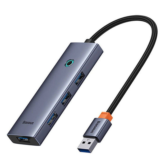 4в1 хъб Baseus UltraJoy USB-A към 4x USB 3.0 сив