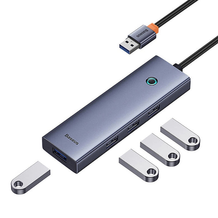 4в1 хъб Baseus UltraJoy USB-A към 4x USB 3.0 сив