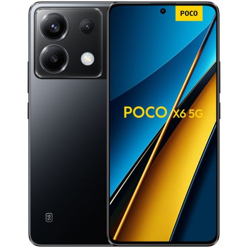 Смартфон Poco X6, 5G, Dual SIM, 12GB RAM, 512GB, черен, със зарядно