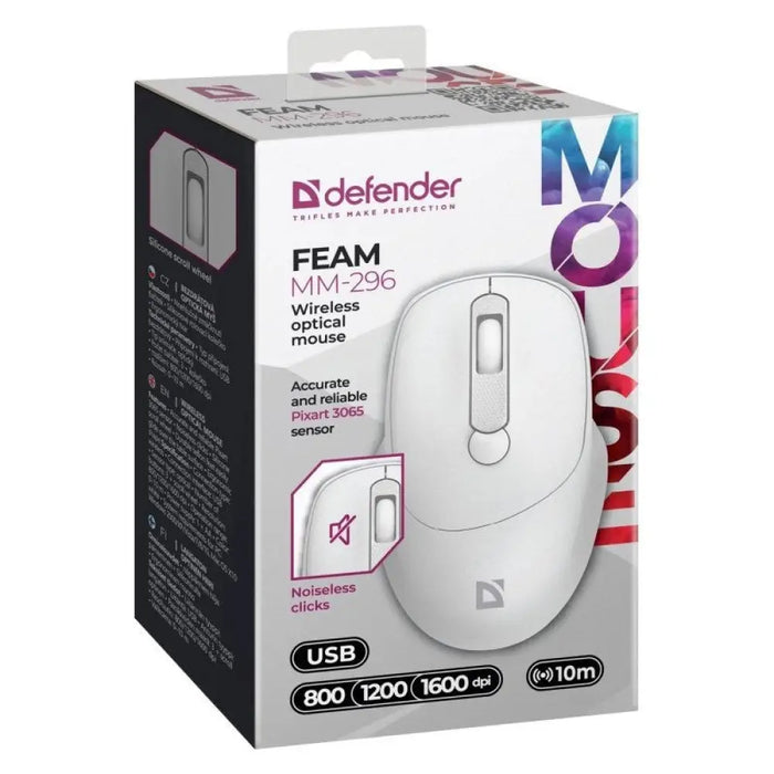 МИШКА DEFENDER FEAM MM-296 RF SILENT WHITE