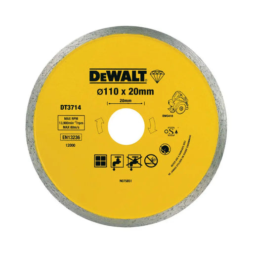ДИАМАНТЕН ДИСК ЗА РЯЗАНЕ НА НЕМЕТАЛ DEWALT 110x1.6x20