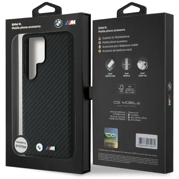 Кожен калъф BMW Carbon MagSafe за Samsung Galaxy S25 Ultra