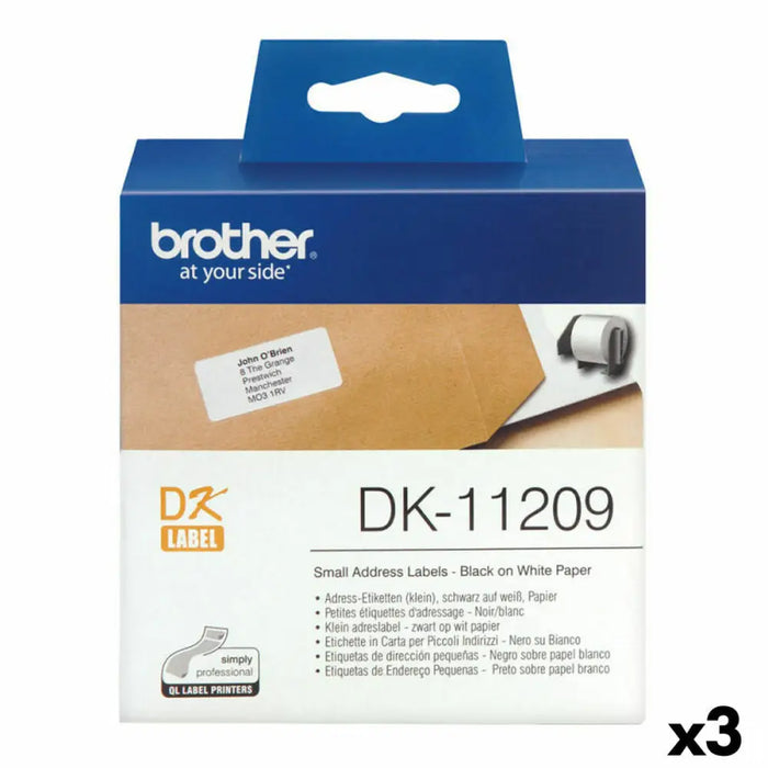 Етикети за принтер Brother DK-11209 Черен/Бял 62 x 29 mm (3