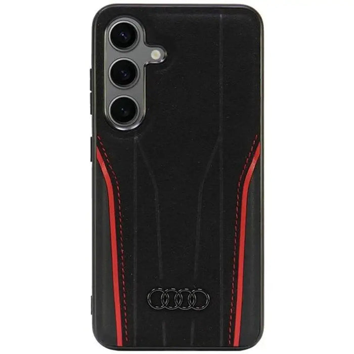 Audi естествена кожа MagSafe S24 S921 черно-червен твърд
