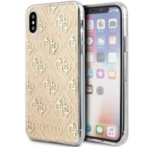 Блестящ калъф Guess 4G за iPhone X/Xs - златен