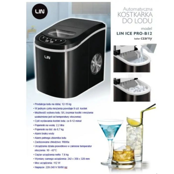 Преносим ледогенератор LIN ICE PRO-B12 черен