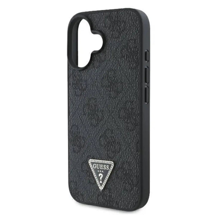 Кожен 4G калъф Guess Triangle Strass MagSafe за iPhone 16