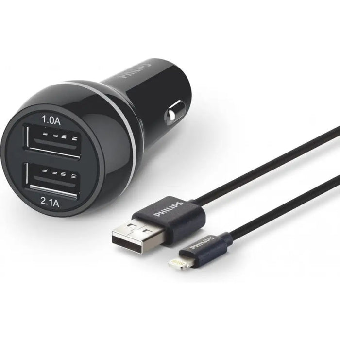 ЗАРЯДНО ЗА АВТОМОБИЛ DLP2357V 2xUSB + Lightin КАБЕЛ PHILIPS