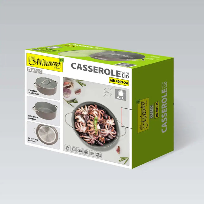Гювеч с капак MAESTRO MR-4009 (MR-4009-24) 24 см 4.1 л Сив