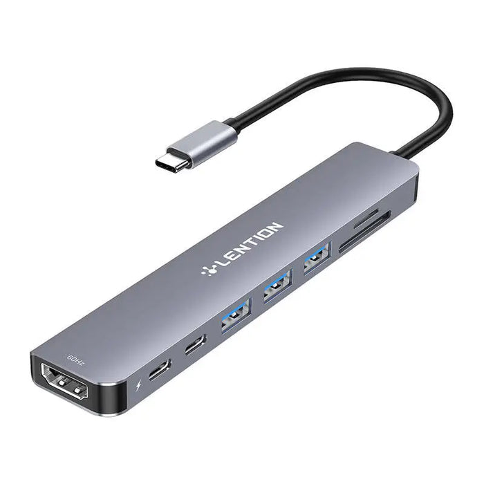 8в1 хъб Lention USB-C към 3x USB 3.0 + SD/TF + PD