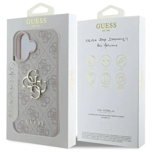 Калъф Guess 4G с голямо лого за iPhone 16 - розов