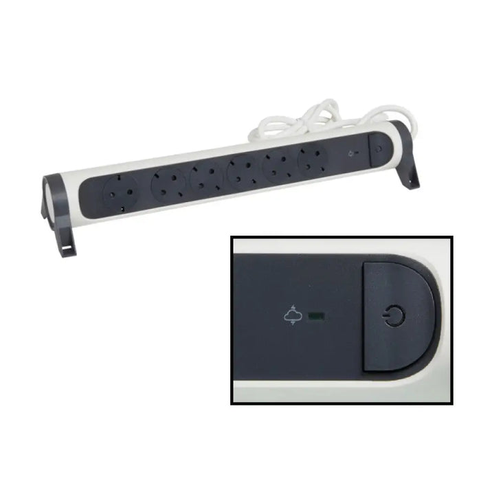 РАЗКЛОНИТЕЛ 6х ШУКО КАБЕЛ 1,5м С ЗАЩИТА LEGRAND - БЯЛ/СИВ