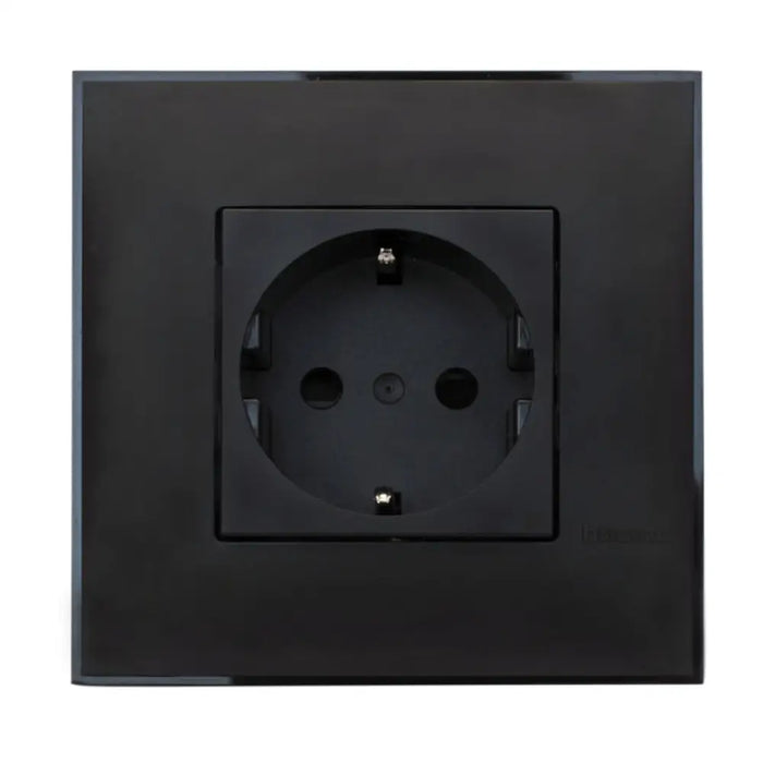 КОНТАКТ ЕДИНИЧЕН С РАМКА ЧЕРЕН BTICINO CLASSIA