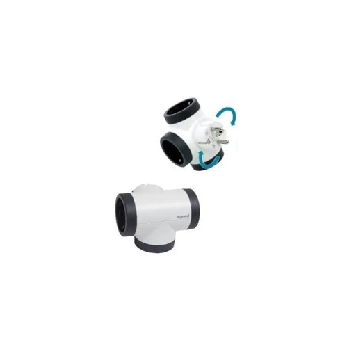 АДАПТЕР 3х ШУКО Т-ОБРАЗЕН ВЪРТЯЩ СЕ LEGRAND - БЯЛ СИВ