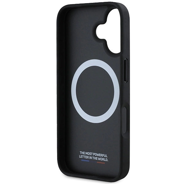 Калъф BMW Carbon Tricolor Line MagSafe за iPhone 16 Plus - черен