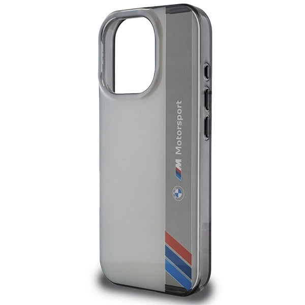 Калъф BMW Motosport IML Vertical Stripe iPhone 16 Pro - сив