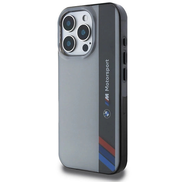 Калъф BMW Motosport IML Vertical Stripe iPhone 16 Pro - сив