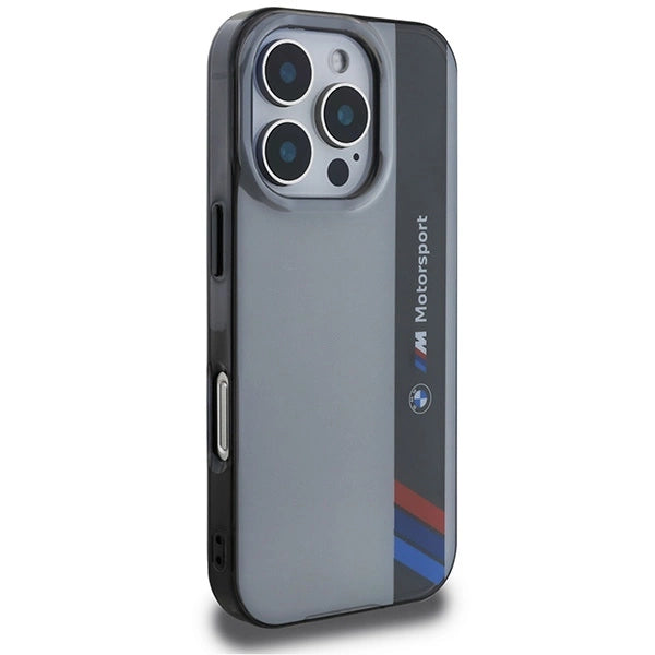 Калъф BMW Motosport IML Vertical Stripe iPhone 16 Pro - сив