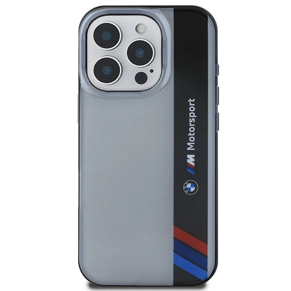 Калъф BMW Motosport IML Vertical Stripe iPhone 16 Pro - сив