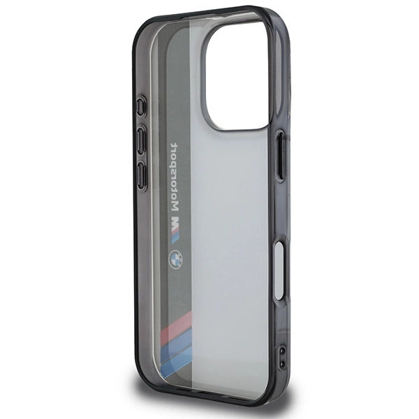 Калъф BMW Motosport IML Vertical Stripe iPhone 16 Pro - сив