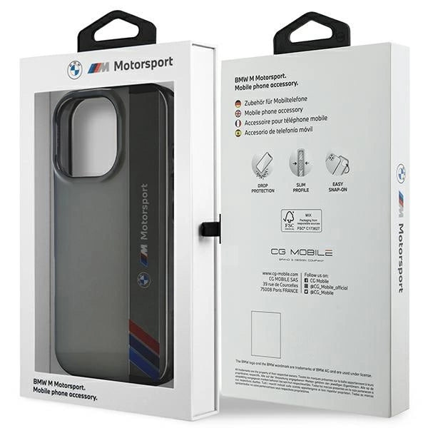 Калъф BMW Motosport IML Vertical Stripe iPhone 16 Pro - сив