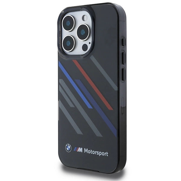 Калъф BMW Motosport IML Random Stripes за iPhone 16 Pro - черен
