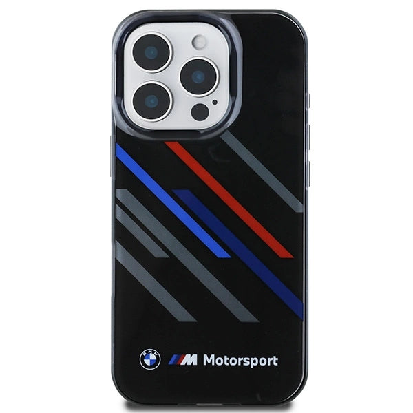 Калъф BMW Motosport IML Random Stripes за iPhone 16 Pro - черен