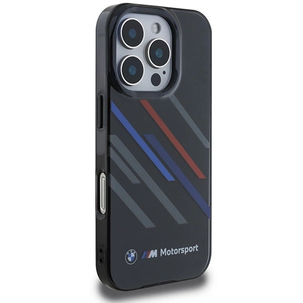 Калъф BMW Motosport IML Random Stripes за iPhone 16 Pro - черен