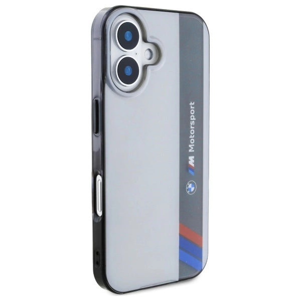 Калъф BMW Motosport IML Vertical Stripe iPhone 16 - сив